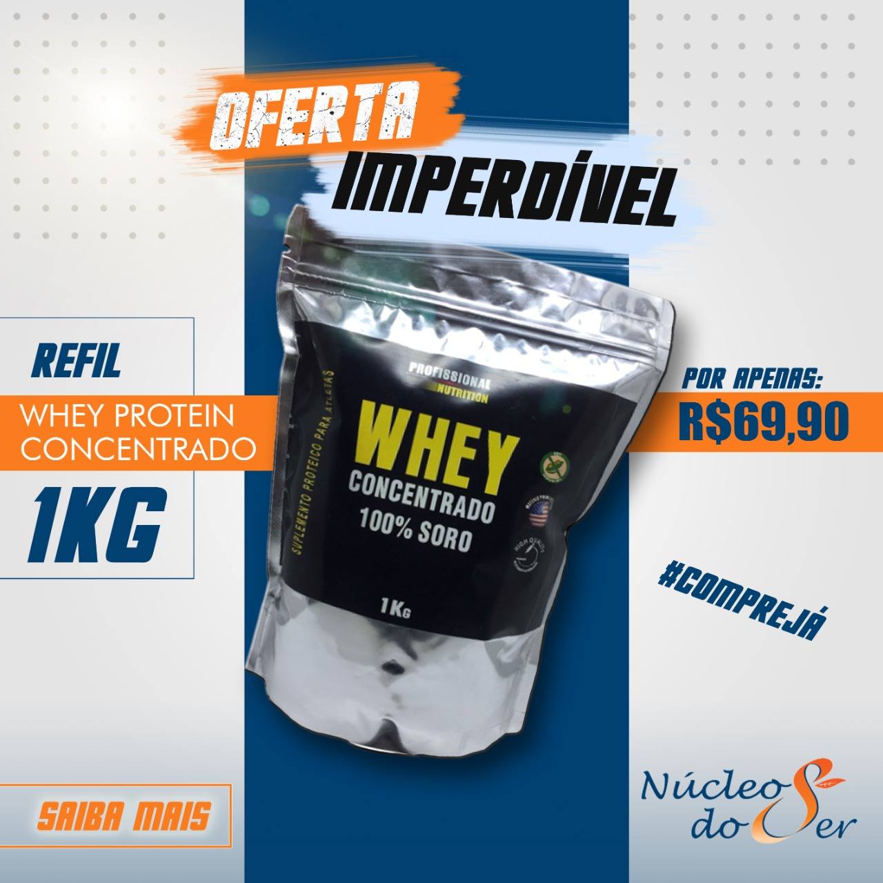 PROMOÇÃO Whey Protein Concentrado - Refil 1kg<br>Suplementos e Nutrição - R$ 83,89